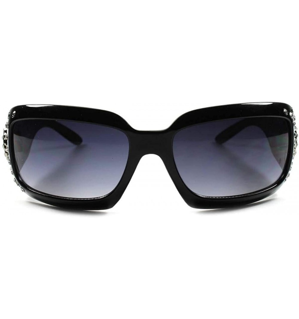 Wrap Bling Star Cowgirl Gorgeous Rhinestone Hot Womens Oversized Wrap Sunglasses - Black - CC18WZQGGHD $10.54