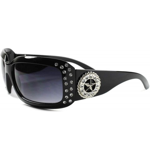 Wrap Bling Star Cowgirl Gorgeous Rhinestone Hot Womens Oversized Wrap Sunglasses - Black - CC18WZQGGHD $10.54
