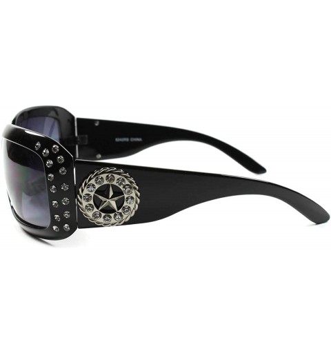 Wrap Bling Star Cowgirl Gorgeous Rhinestone Hot Womens Oversized Wrap Sunglasses - Black - CC18WZQGGHD $10.54