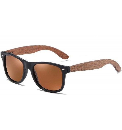 Goggle Walnut Wooden Polarized Men's Sunglasses Square Frame Sun Glasses Women Oculos De Sol Masculino S7061h - Brown - C7198...