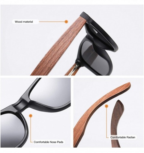 Goggle Walnut Wooden Polarized Men's Sunglasses Square Frame Sun Glasses Women Oculos De Sol Masculino S7061h - Brown - C7198...