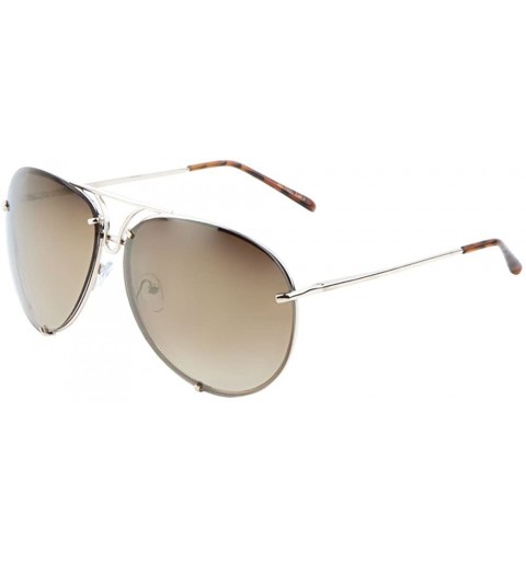 Rimless Large Rimless Aviator Sunglasses Mirror Lens Runway Fashion Mens Womens Eyewear - Gold/Amber - CB17YDM25H6 $8.98