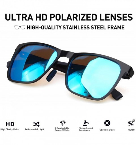 Oversized Mens Polarized Sunglasses Large UV Protection Carbon Fiber Oversized for Sport Driving - Blue Lens - CR18HG0M9R9 $2...