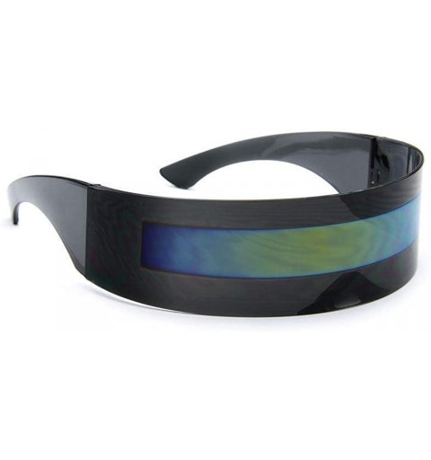 Wrap Futuristic Shield Sunglasses Monoblock Cyclops 100% UV400 - Black + Yellow - C518XSTR5S5 $8.90