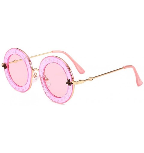 Goggle Little Bees English Letter Women Sunglasses Designer Retro Round Sun Glasses Female UV400 Ladies Eyewear - CR18Y25KQRY...