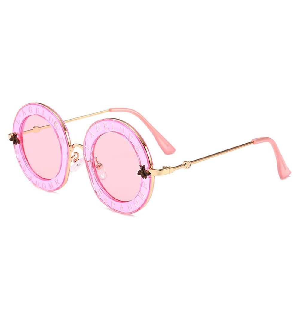 Goggle Little Bees English Letter Women Sunglasses Designer Retro Round Sun Glasses Female UV400 Ladies Eyewear - CR18Y25KQRY...