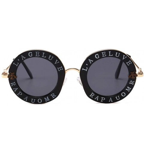 Goggle Little Bees English Letter Women Sunglasses Designer Retro Round Sun Glasses Female UV400 Ladies Eyewear - CR18Y25KQRY...