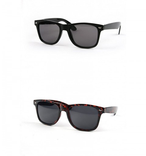 Wayfarer Colorful Wayfarer Retro Style Sunglasses P713 Spring Hinge (Mid-Large Size) - 2 Pcs Black & Tortoisesmoke - C411WWTA...