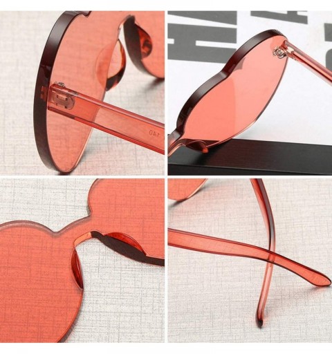 Square Love Heart Shaped Rimless Sunglasses PC Frame Resin Lens Sunglasses UV400 Sunglasses - Brown White - CX199X8D223 $7.25
