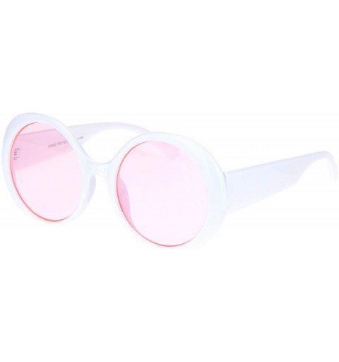 Round Womens Round Circle Mod Hippie Color Lens Plastic Wizard Sunglasses - White Pink - CZ18M4CEGTY $12.35