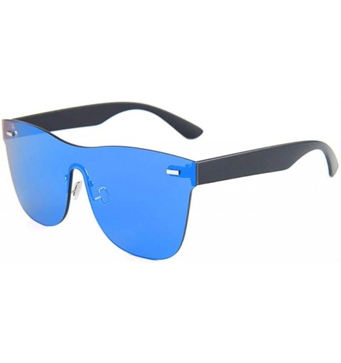 Rimless Rimless Mirrored Lens One Piece Sunglasses UV400 Protection for Women Men - Blue (Mirrored Lens) - CR18Y6I4IG9 $13.81