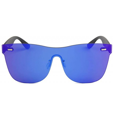 Rimless Rimless Mirrored Lens One Piece Sunglasses UV400 Protection for Women Men - Blue (Mirrored Lens) - CR18Y6I4IG9 $13.81