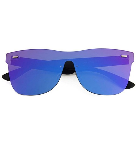 Rimless Rimless Mirrored Lens One Piece Sunglasses UV400 Protection for Women Men - Blue (Mirrored Lens) - CR18Y6I4IG9 $13.81
