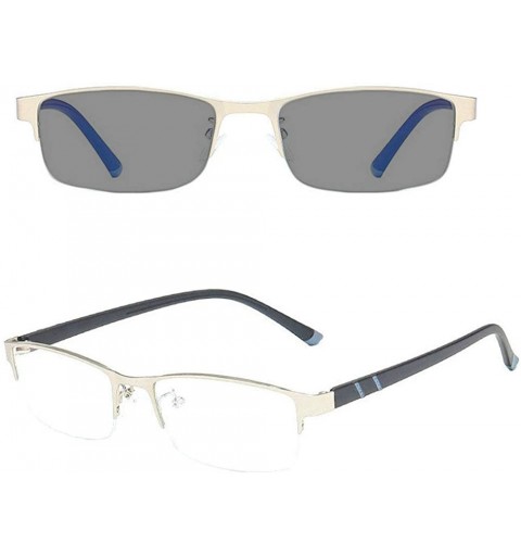 Square Photochromic Sunglasses High end Transition Nearsighted - Silver - CZ193TQSL6H $18.42