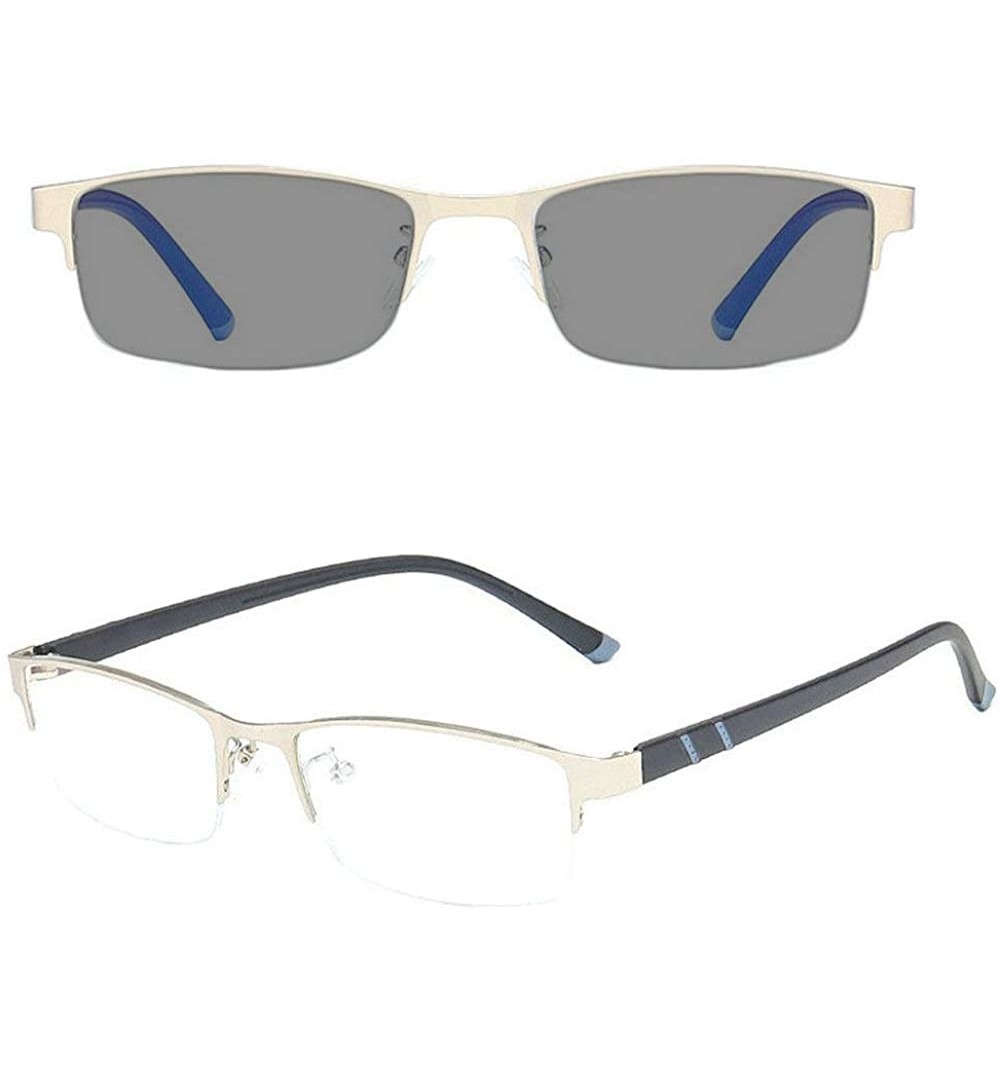 Square Photochromic Sunglasses High end Transition Nearsighted - Silver - CZ193TQSL6H $18.42
