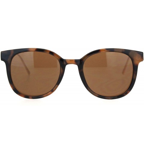 Round Mod Horn Rim Elegant Chic Metal Ear Loop Plastic Sunglasses - Tortoise Brown - CB18OK7CQI9 $12.92