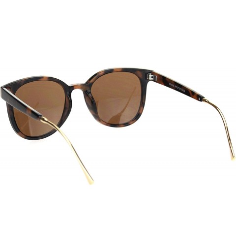 Round Mod Horn Rim Elegant Chic Metal Ear Loop Plastic Sunglasses - Tortoise Brown - CB18OK7CQI9 $12.92
