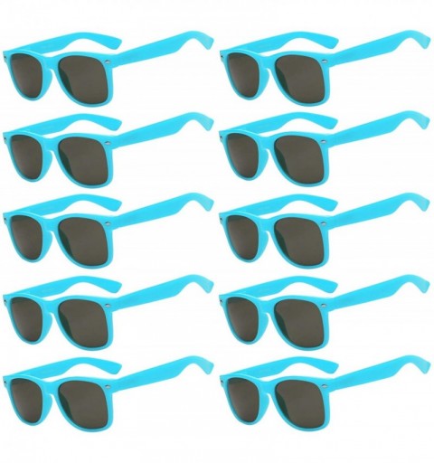 Wayfarer 10 Pairs of Colored Frame Retro Sunglasses Smoke Lens - Blue_10_pairs - CZ12727Q58B $25.24