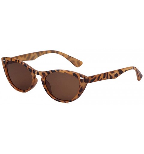 Goggle Cat Eye Sunglasses for Women Small Clout Goggles Mod Style Plastic Frame - Brown Leopard - CD18Y2YHLSS $8.23