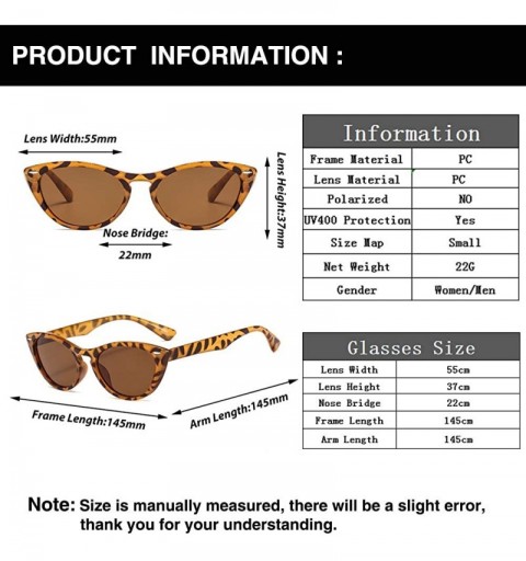 Goggle Cat Eye Sunglasses for Women Small Clout Goggles Mod Style Plastic Frame - Brown Leopard - CD18Y2YHLSS $8.23