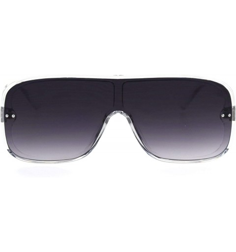 Shield Mens Robotic Flat Top Minimal Shield Mob Sunglasses - Clear Smoke - C718SH0MSXR $15.60