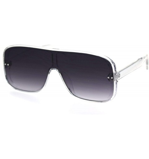Shield Mens Robotic Flat Top Minimal Shield Mob Sunglasses - Clear Smoke - C718SH0MSXR $15.60
