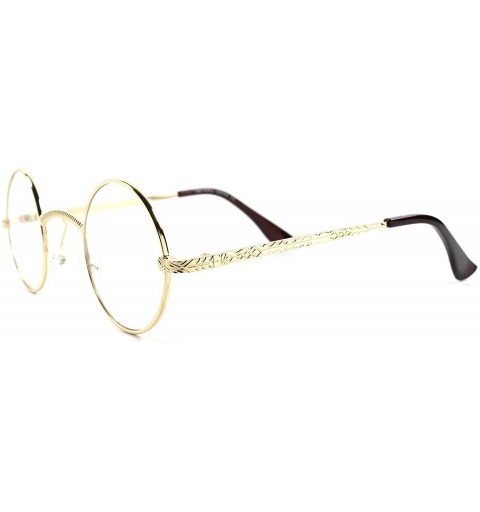 Round Classic Vintage Retro 80s Style Wide Bridge Gold Round Clear Lens Eye Glasses - CN18023W93Y $13.64