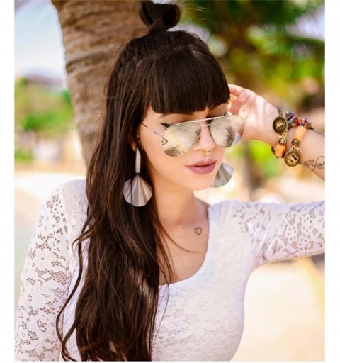 Shield 2017 Women Brand Designer Fashion Luxury Oversized Mirrored Sunglasses Flat Top - Gold - C4188TMZT7R $11.49