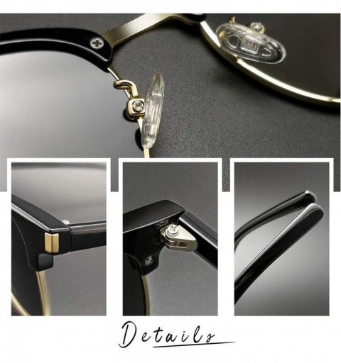 Oversized Semi Rimless Polarized Sunglasses Women Men Retro Brand Sun Glasses - Retro Black - C318QLQE388 $15.26