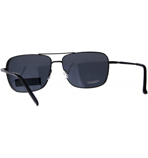 Rectangular Polarized Mens Rectangular Pilots Officer Metal Rim Sunglasses - Gunmetal Black - CV18CA9KUIK $16.54