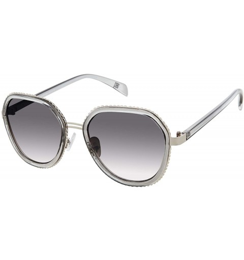 Shield Women's LD297 Geometric Sunglasses with 100% UV Protection - 53 mm - Crystal Grey - CV1903TNRHZ $32.95