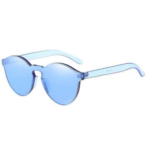 Cat Eye Women Ladies Fashion Cat Eye Shades Sunglasses Integrated UV Candy Colored Glasses (Blue) - Blue - CI184XZMM2S $11.47