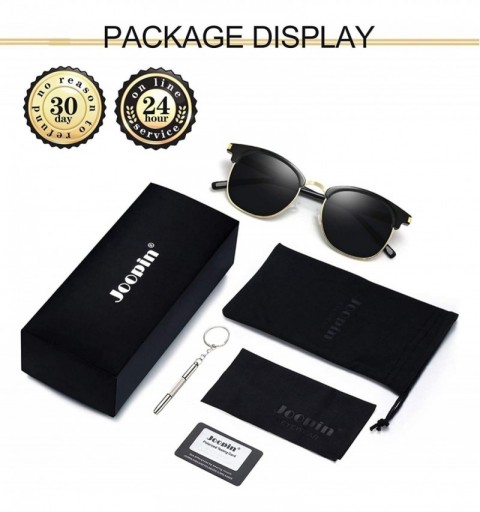 Oversized Semi Rimless Polarized Sunglasses Women Men Retro Brand Sun Glasses - Retro Black - C318QLQE388 $15.26