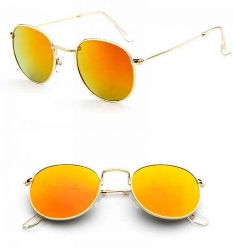 Oversized Womens Sunglasses - Fashion Aviator Sunglasses Metal Frame Mirrored Lens Round Sun Glasses - G - CJ18DTTUGLD $8.67