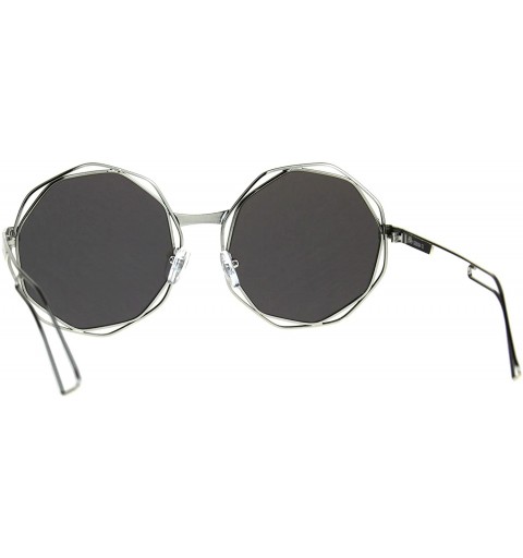 Round Hippie Groovy Octagonal Pimp Color Mirror Lens Sunglasses - Silver Blue - CC189IXMLRD $14.08