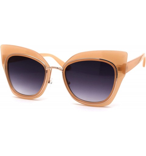 Butterfly Womens Double Rim Thick Cat Eye Retro Fashion Sunglasses - Peach Gold Smoke - CZ194O0DW0Z $10.79
