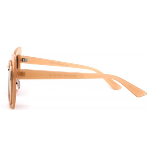 Butterfly Womens Double Rim Thick Cat Eye Retro Fashion Sunglasses - Peach Gold Smoke - CZ194O0DW0Z $10.79