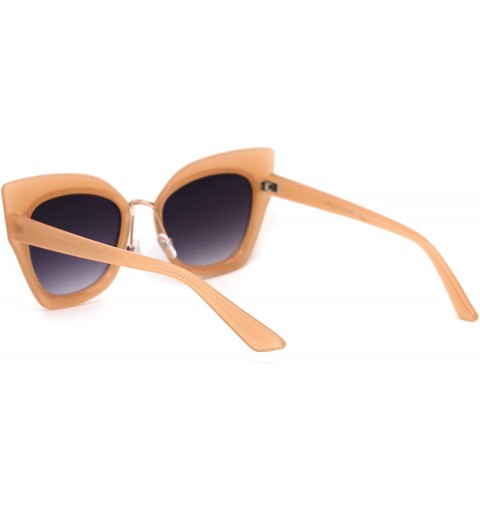 Butterfly Womens Double Rim Thick Cat Eye Retro Fashion Sunglasses - Peach Gold Smoke - CZ194O0DW0Z $10.79