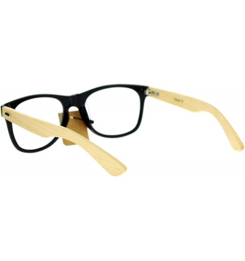 Wayfarer Bamboo Wood Arm Hipster Horn Rim Eco Eye Glasses - Shiny Black - CI12NDU30GO $8.51