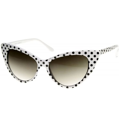 Cat Eye Super Cateyes Vintage Inspired Pointed Cat Eye Polka Dot Sunglasses Glasses - White - CE12MZG8835 $10.72