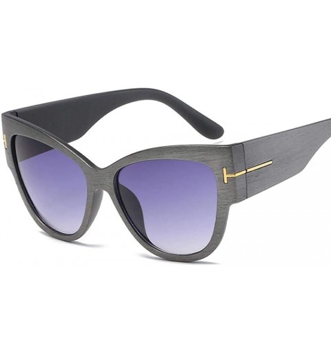 Aviator Retro Cat Eye Wood Grain Sunglasses Women Men Wide Legs Female Sun Glasses 1 - 7 - C018XE9UM4D $19.29
