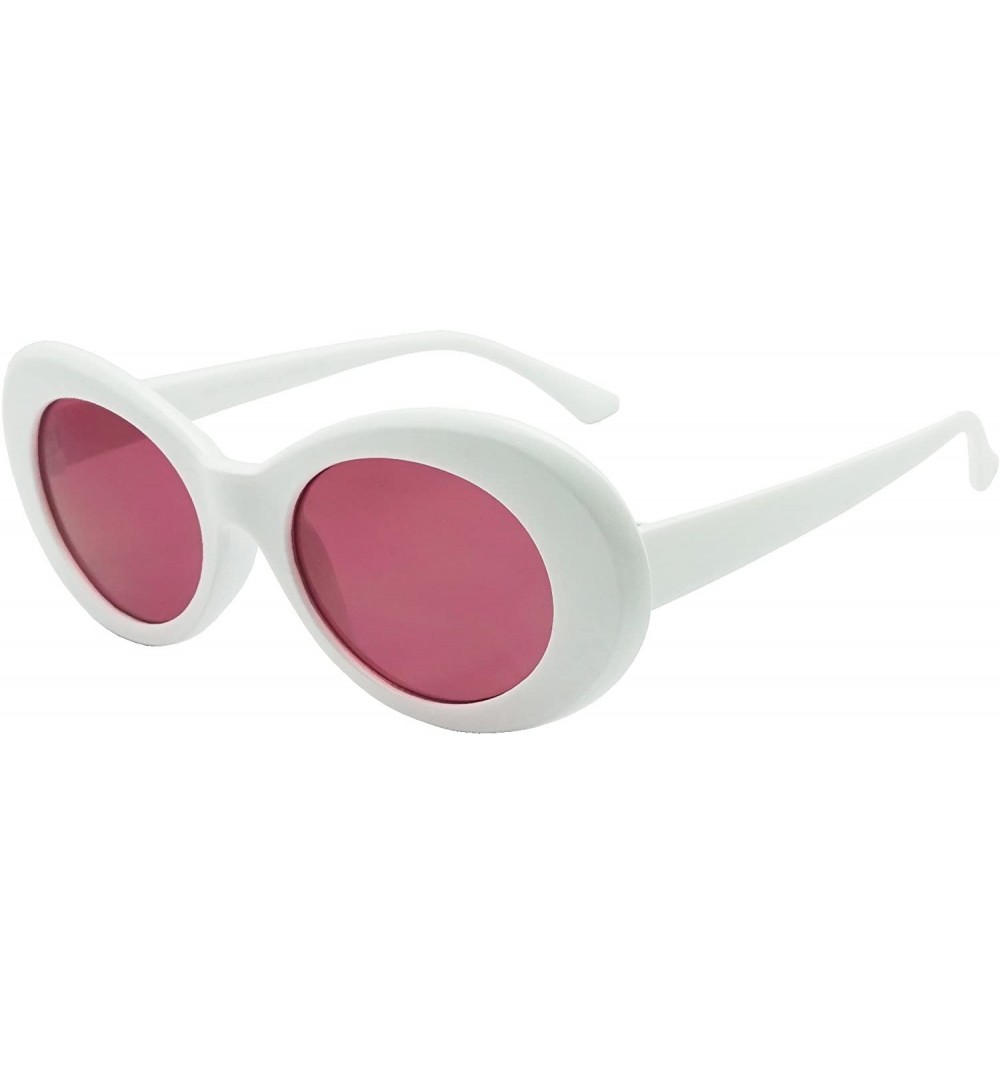 Goggle 50's Vintage Oval Bold Nirvana Inspired Color Pantone Lens Sunglasses - White - Magenta - CZ1856534NC $8.30