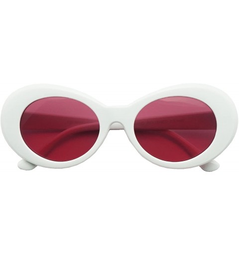 Goggle 50's Vintage Oval Bold Nirvana Inspired Color Pantone Lens Sunglasses - White - Magenta - CZ1856534NC $8.30