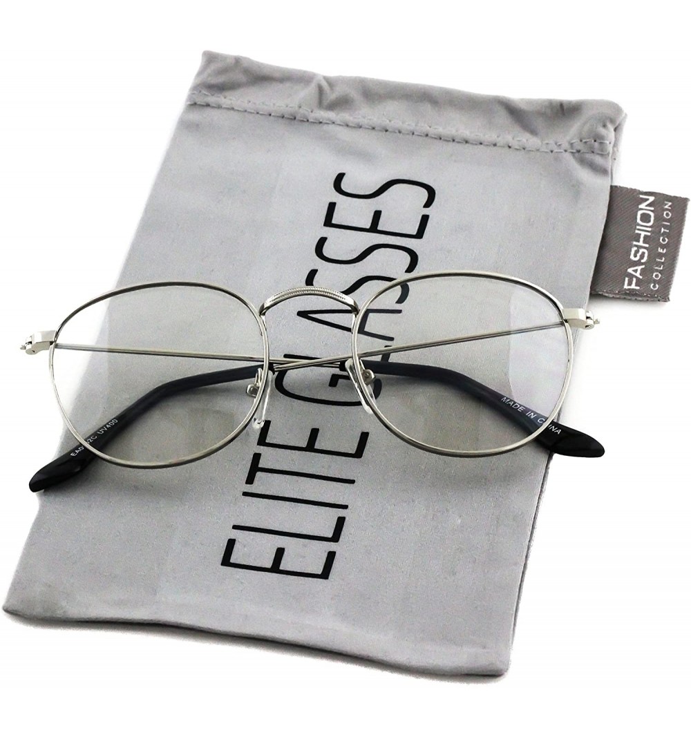 Round CLASSIC VINTAGE RETRO Style Clear Lens Round Gold Metal Fashion Frame Glasses - Clear Silver - CF17YID58DT $7.52