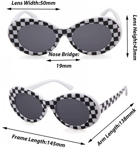 Goggle Retro Clout Goggles Oval Sunglasses Mod Thick Frame Kurt Cobain - White Checkered - CQ188TQASWC $12.11