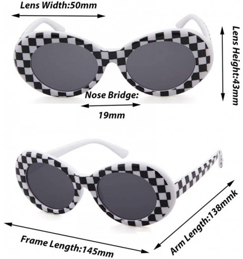 Goggle Retro Clout Goggles Oval Sunglasses Mod Thick Frame Kurt Cobain - White Checkered - CQ188TQASWC $12.11