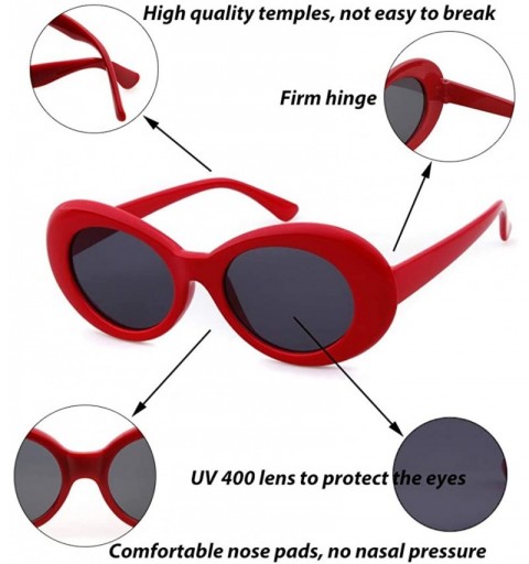 Goggle Retro Clout Goggles Oval Sunglasses Mod Thick Frame Kurt Cobain - White Checkered - CQ188TQASWC $12.11