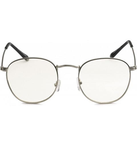 Round CLASSIC VINTAGE RETRO Style Clear Lens Round Gold Metal Fashion Frame Glasses - Clear Silver - CF17YID58DT $7.52