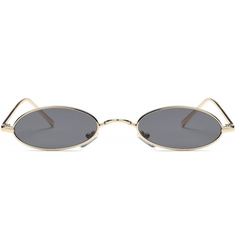 Oval Slim Retro Vintage Metal Small Round Oval Sunglasses - Black - CH18I9OZC6K $7.85
