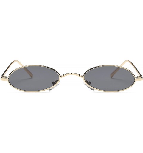 Oval Slim Retro Vintage Metal Small Round Oval Sunglasses - Black - CH18I9OZC6K $7.85